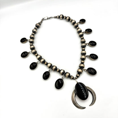 Black Onyx Statement Necklace by Chimney Butte, Navajo
