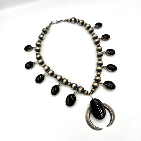 Black Onyx Statement Necklace by Chimney Butte, Navajo