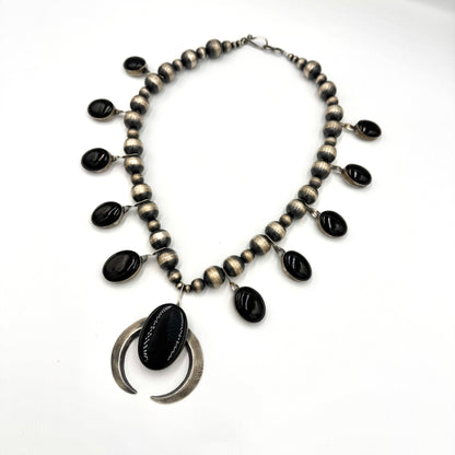 Black Onyx Statement Necklace by Chimney Butte, Navajo