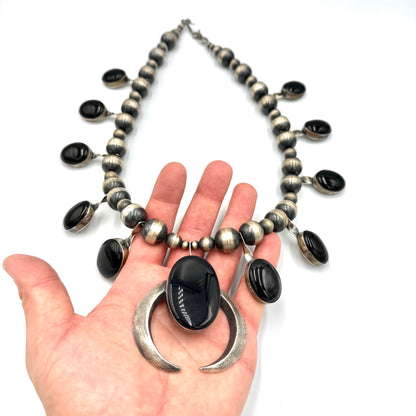 Black Onyx Statement Necklace by Chimney Butte, Navajo