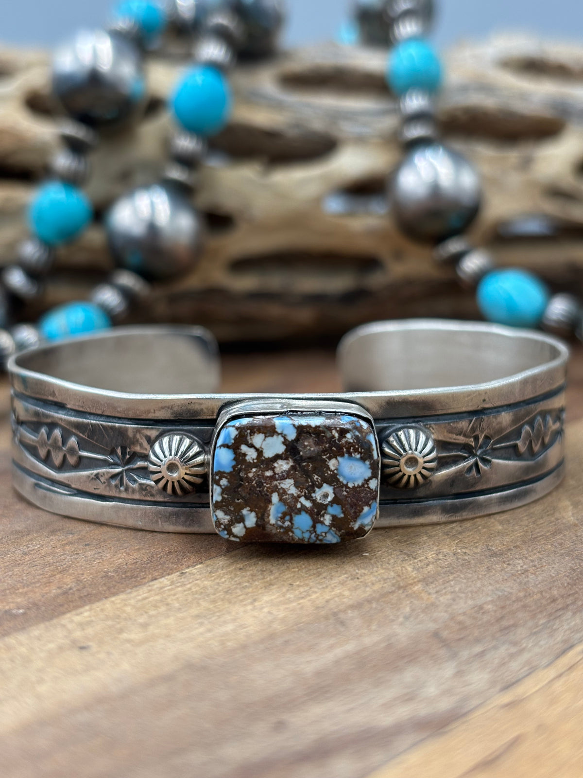 Golden Hills #96-42 Cuff by Jeff Largo, Navajo
