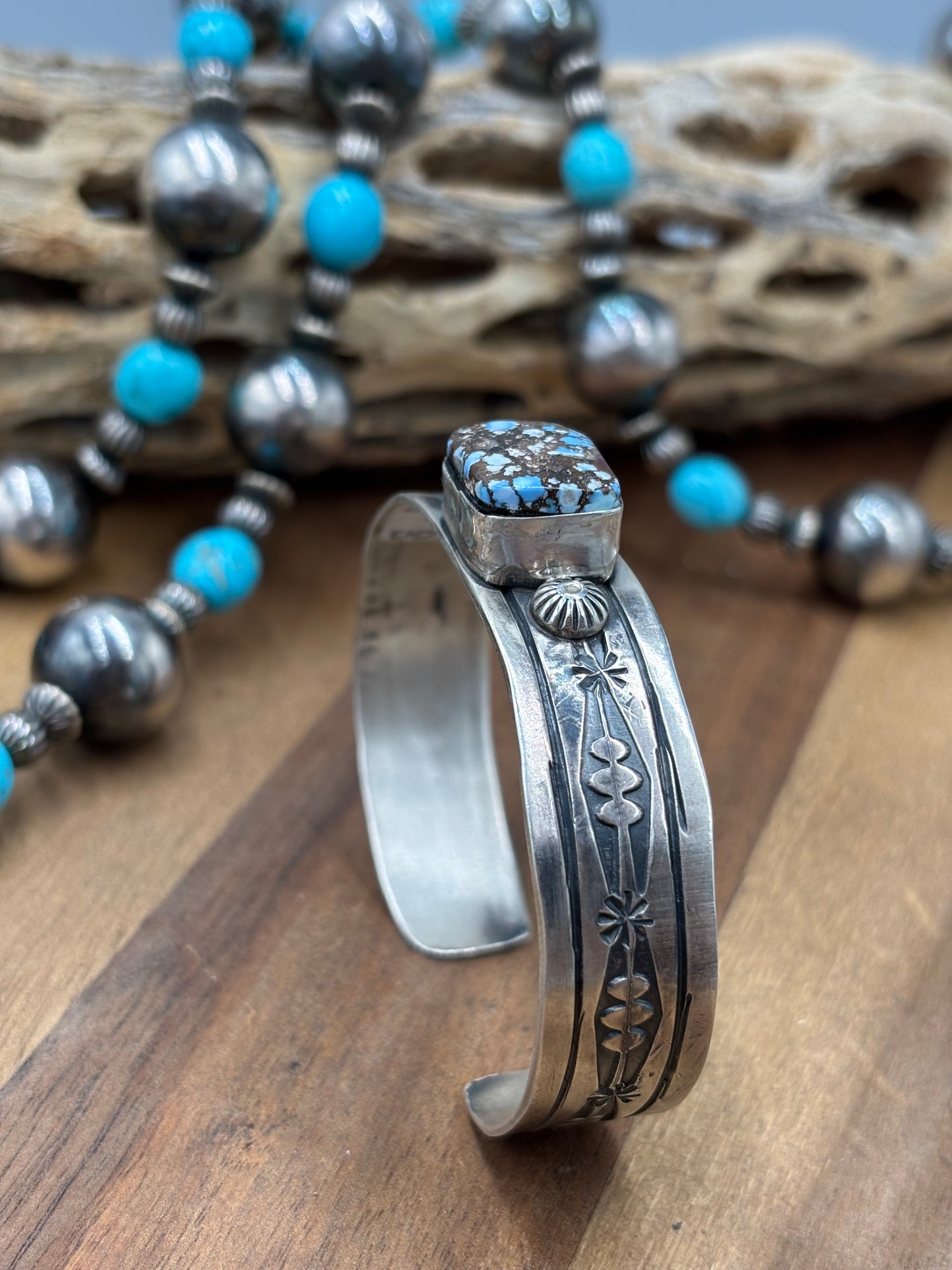 Golden Hills #96-42 Cuff by Jeff Largo, Navajo