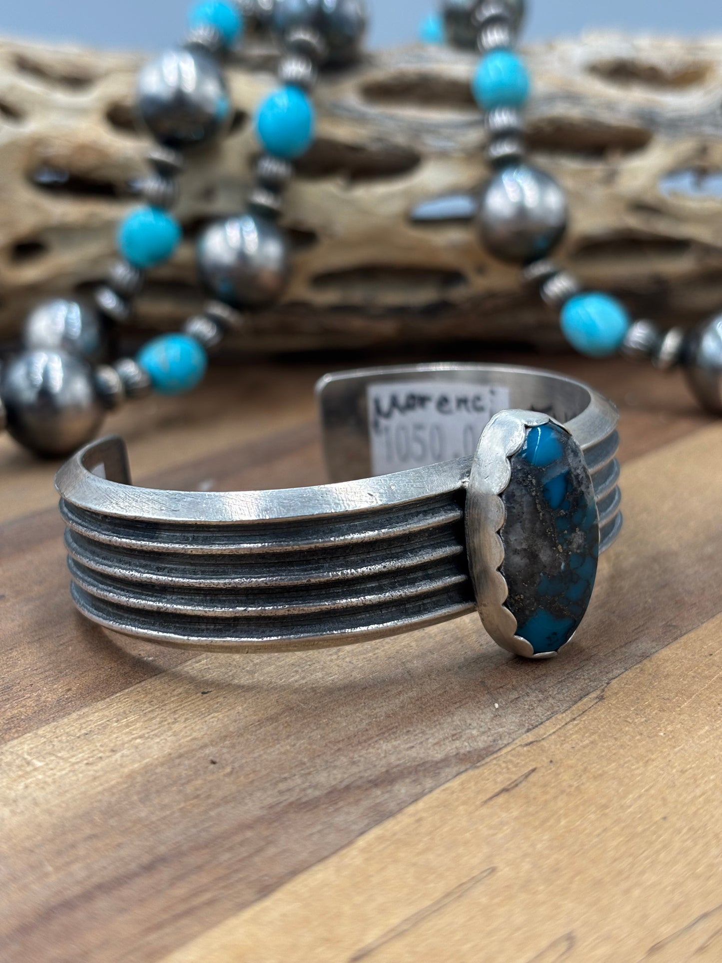 Morenci Turquoise #96-41 Cuff by R Chee, Navajo
