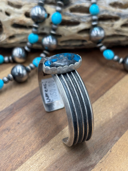 Morenci Turquoise #96-41 Cuff by R Chee, Navajo