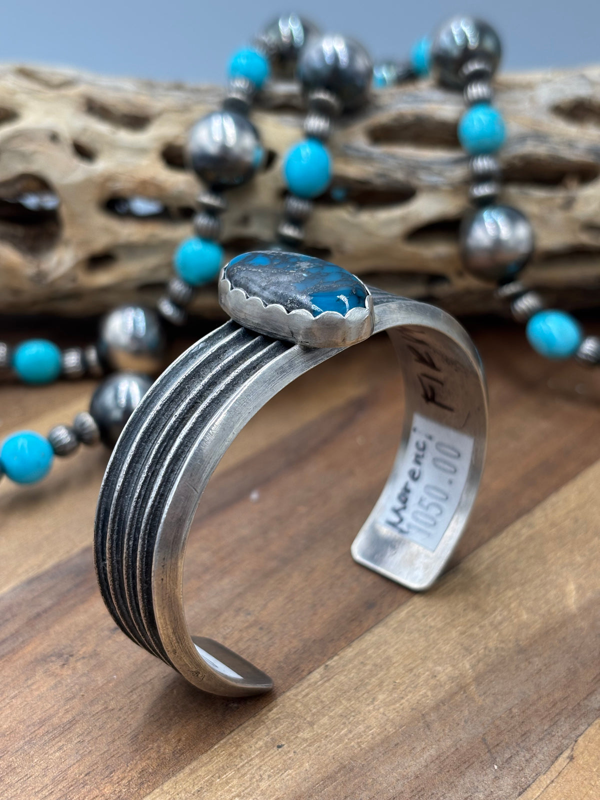 Morenci Turquoise #96-41 Cuff by R Chee, Navajo