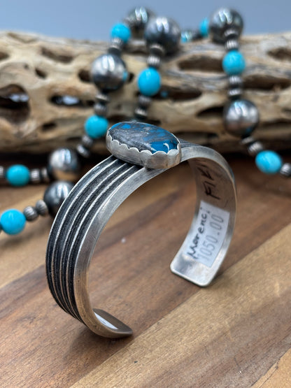 Morenci Turquoise #96-41 Cuff by R Chee, Navajo