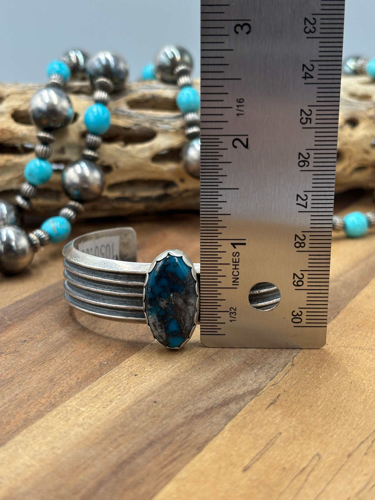 Morenci Turquoise #96-41 Cuff by R Chee, Navajo