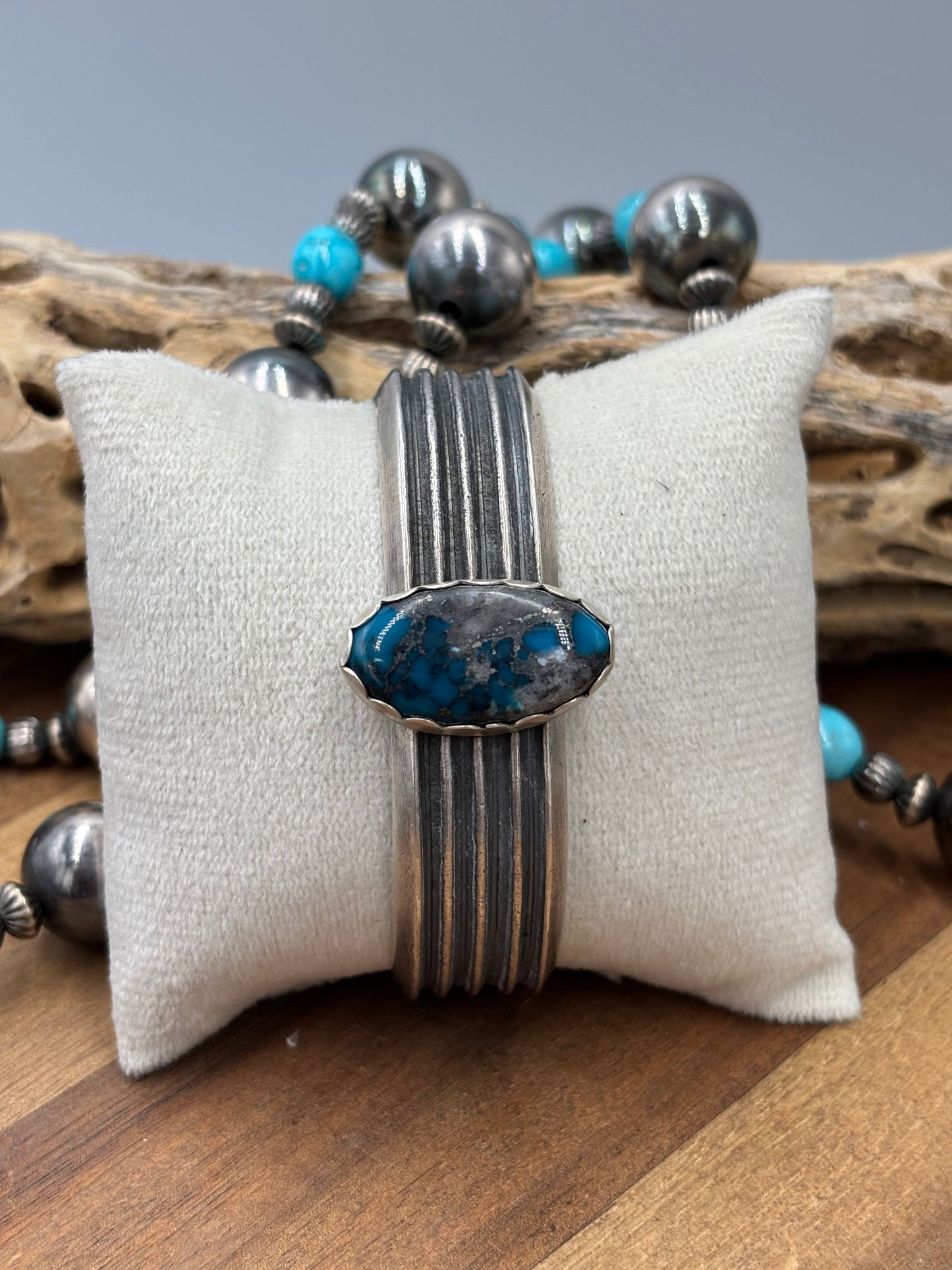 Morenci Turquoise #96-41 Cuff by R Chee, Navajo