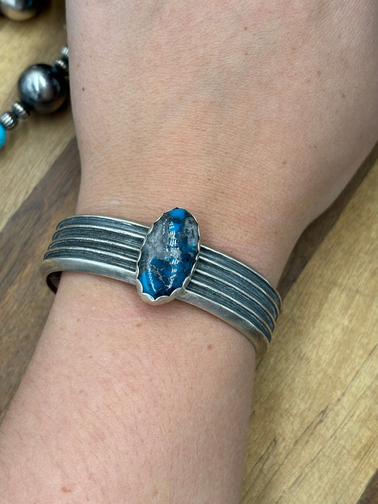 Morenci Turquoise #96-41 Cuff by R Chee, Navajo
