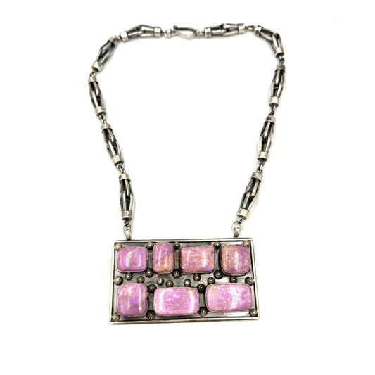 81/4 " Drop Phosphosiderite Bar Necklace By Terrel Nez Sr., Navajo