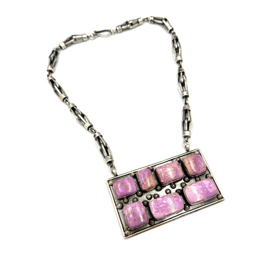 81/4 " Drop Phosphosiderite Bar Necklace By Terrel Nez Sr., Navajo
