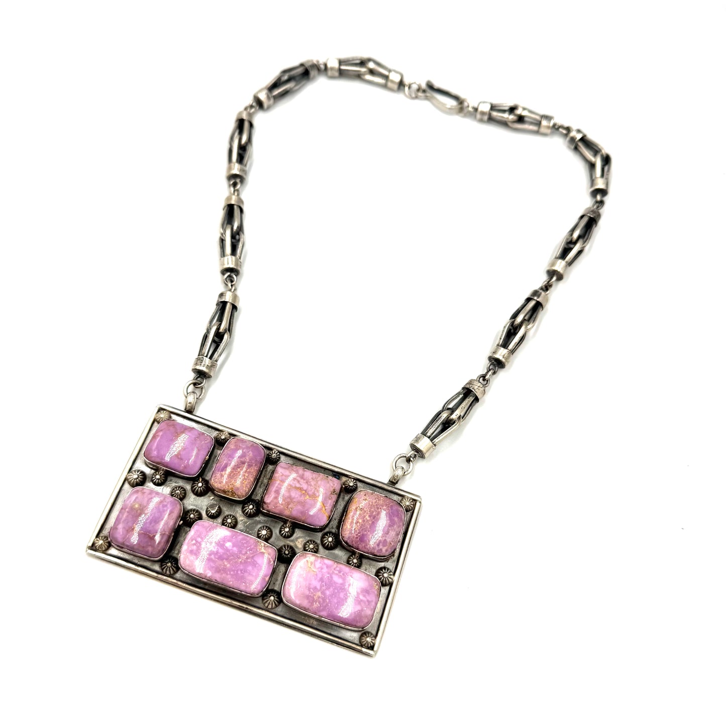 81/4 " Drop Phosphosiderite Bar Necklace By Terrel Nez Sr., Navajo
