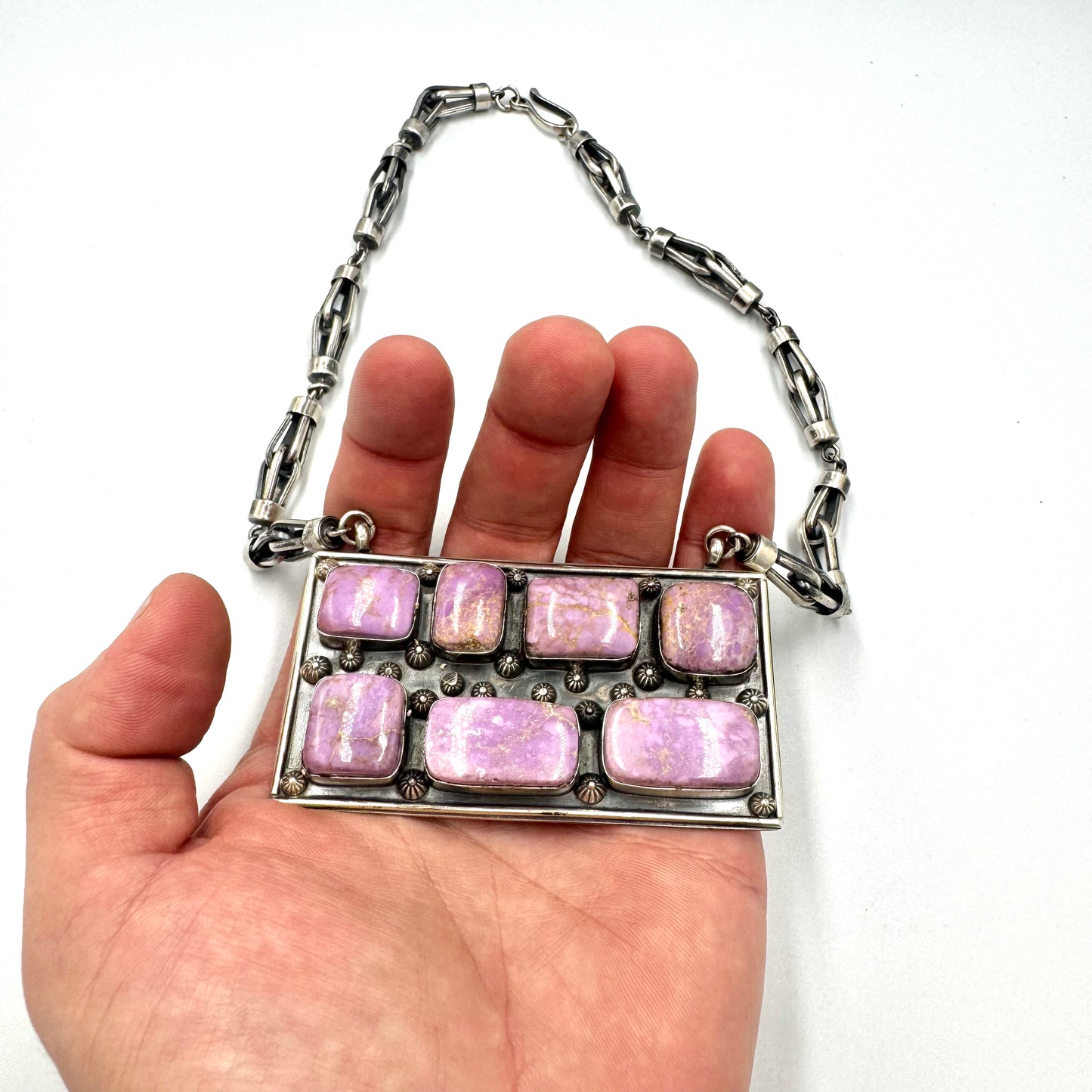 81/4 " Drop Phosphosiderite Bar Necklace By Terrel Nez Sr., Navajo