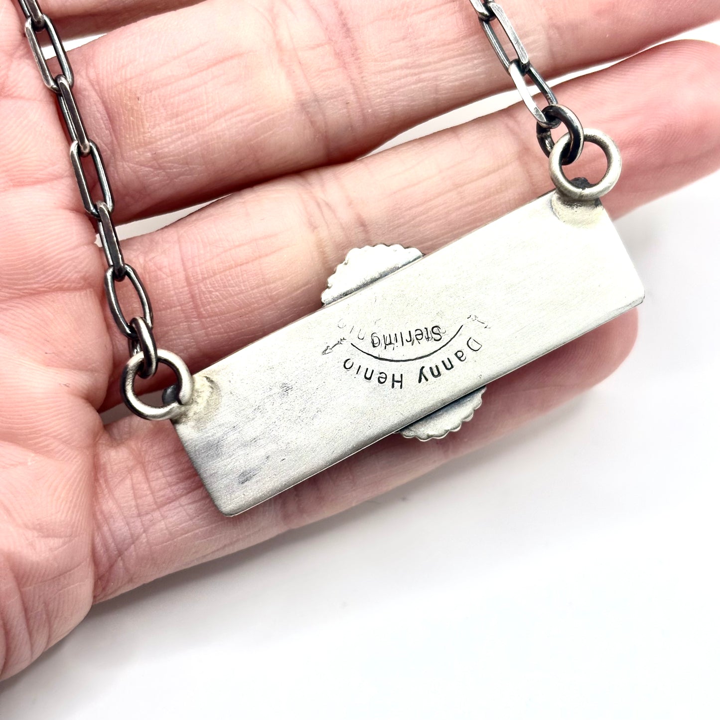 18" Orange Spiny Oyster Stamped Bar Necklace