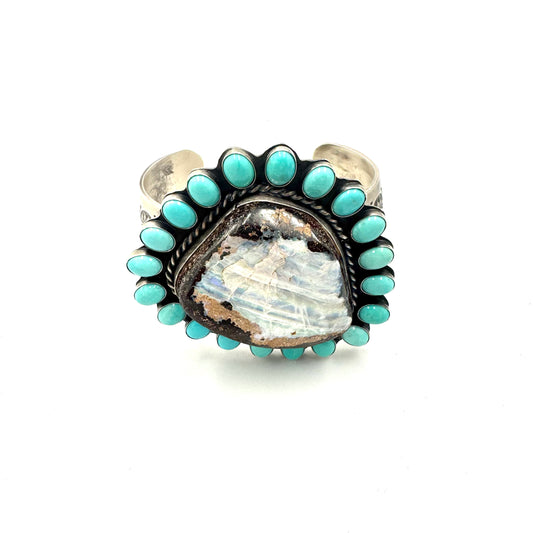 Boulder Opal Cuff with Sleeping Beauty by Ashley Boyd, Navajo