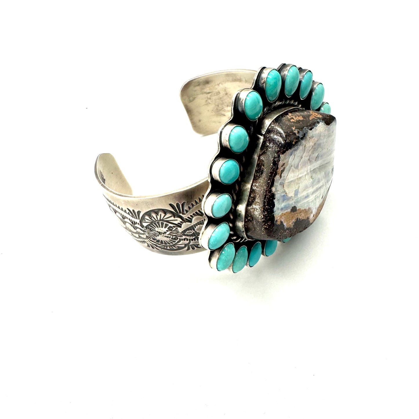 Boulder Opal Cuff with Sleeping Beauty by Ashley Boyd, Navajo