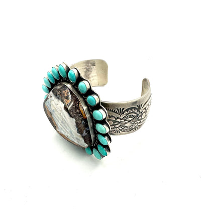 Boulder Opal Cuff with Sleeping Beauty by Ashley Boyd, Navajo