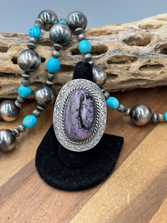 Sugulite #96-30 Adjustable Ring by Jeff Largo, Navajo