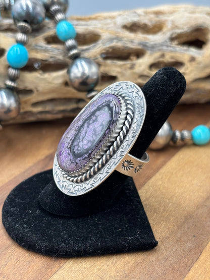 Sugulite #96-30 Adjustable Ring by Jeff Largo, Navajo