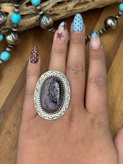 Sugulite #96-30 Adjustable Ring by Jeff Largo, Navajo