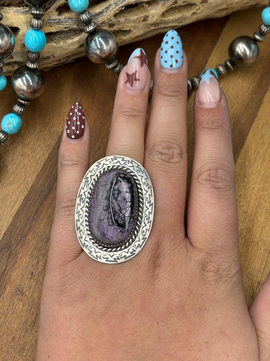 Sugulite #96-30 Adjustable Ring by Jeff Largo, Navajo