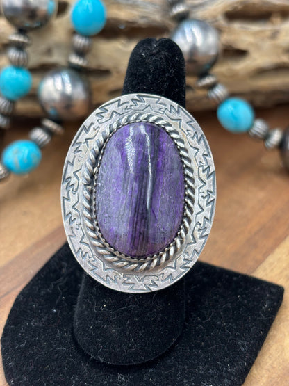 Sugulite #96-29 Adjustable Ring by Jeff Largo, Navajo