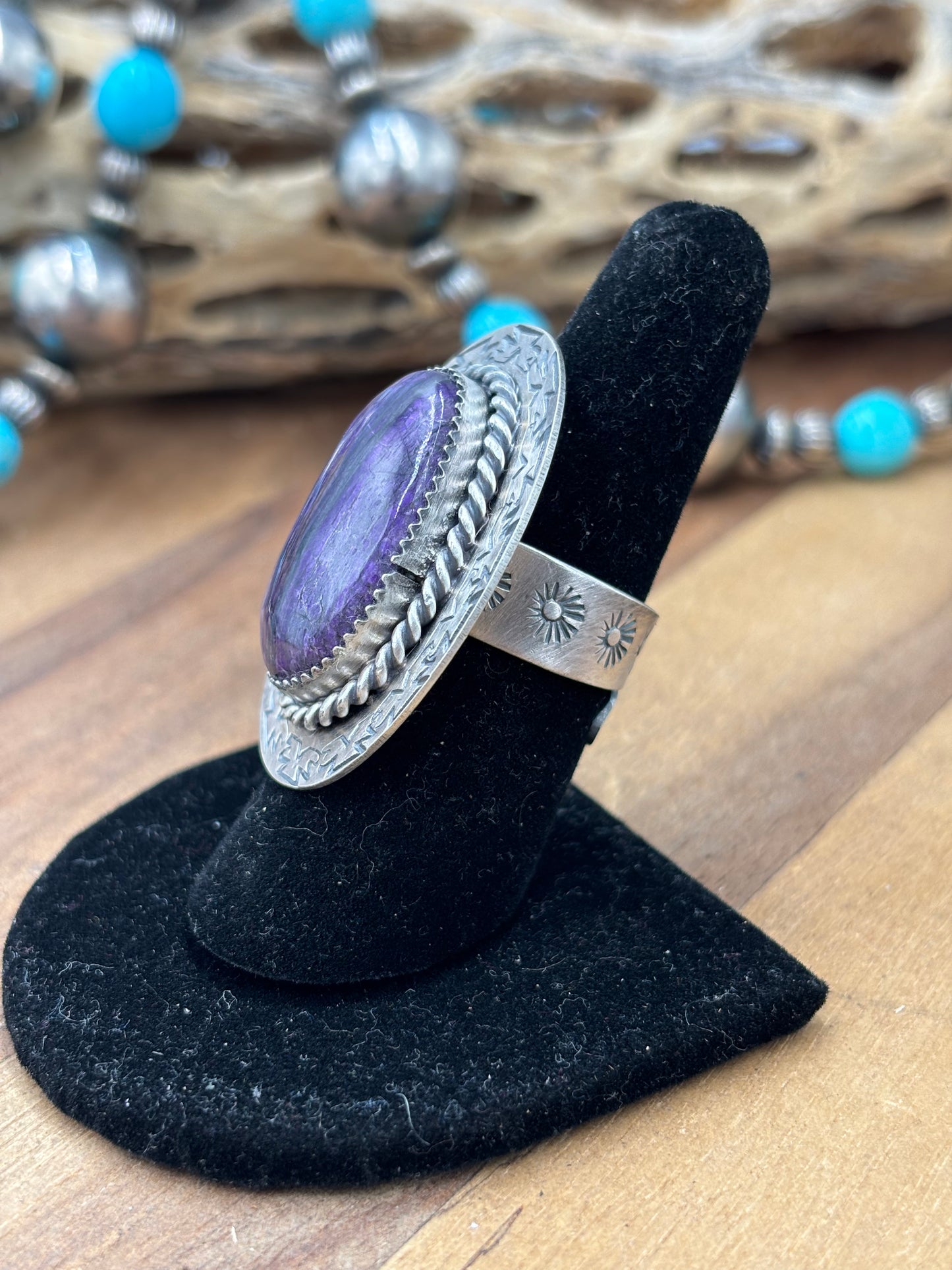 Sugulite #96-29 Adjustable Ring by Jeff Largo, Navajo