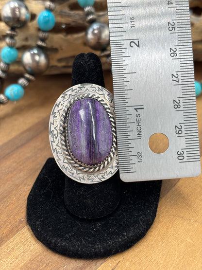 Sugulite #96-29 Adjustable Ring by Jeff Largo, Navajo