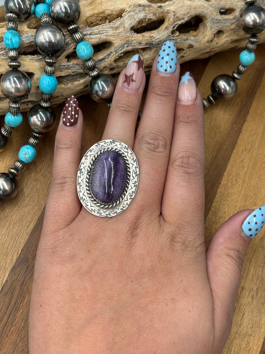 Sugulite #96-29 Adjustable Ring by Jeff Largo, Navajo