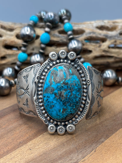 Turquoise #96-24 Cuff by Delbert Secatero, Navajo