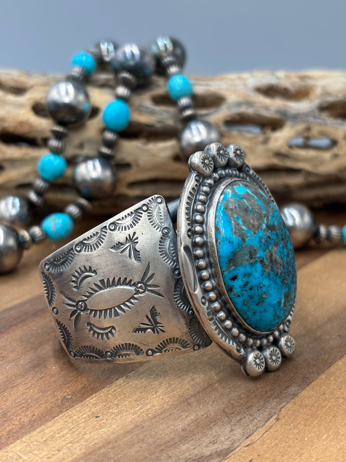 Turquoise #96-24 Cuff by Delbert Secatero, Navajo