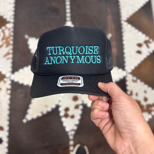Turquoise Anonymous Snapback Trucker Hat