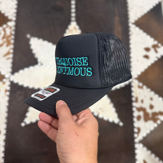 Turquoise Anonymous Snapback Trucker Hat