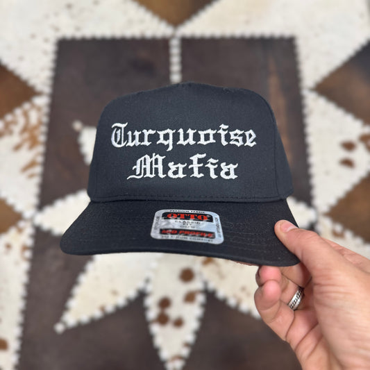 Turquoise Mafia Black Embroidered Snapback Trucker Hat