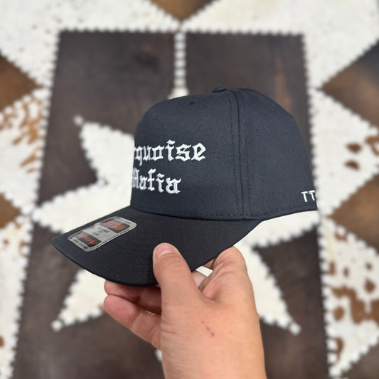 Turquoise Mafia Black Embroidered Snapback Trucker Hat