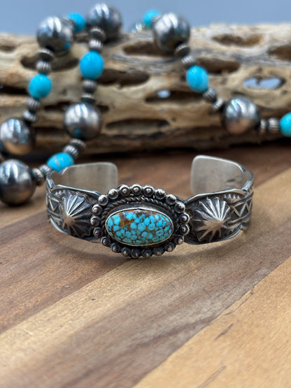 Kingman #96-20 Cuff by Tilli John, Navajo