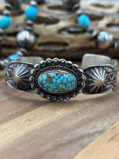 Kingman #96-20 Cuff by Tilli John, Navajo