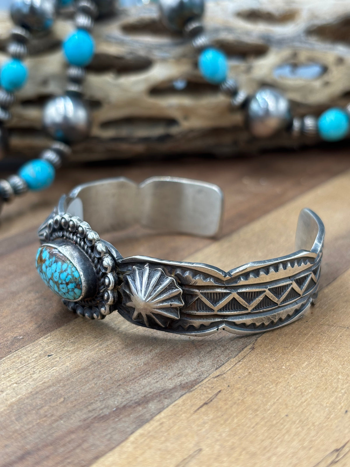 Kingman #96-20 Cuff by Tilli John, Navajo