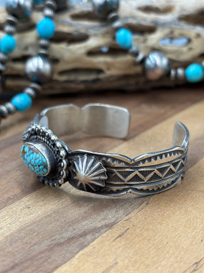 Kingman #96-20 Cuff by Tilli John, Navajo