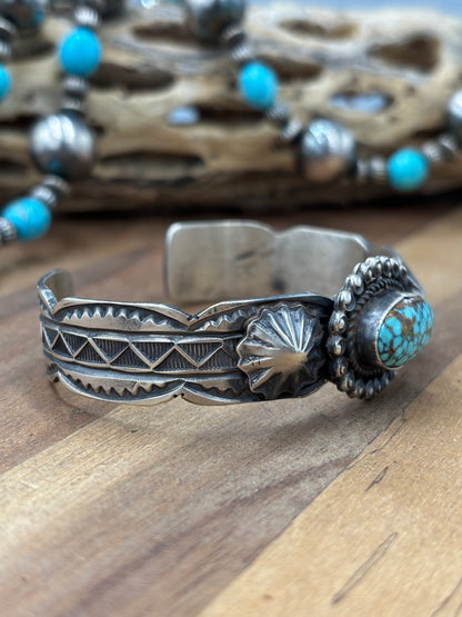 Kingman #96-20 Cuff by Tilli John, Navajo