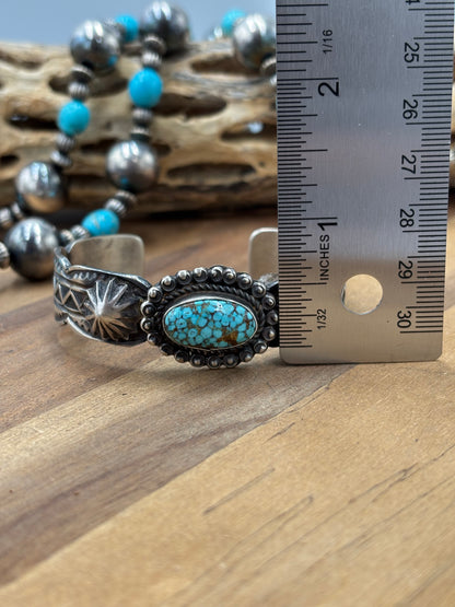 Kingman #96-20 Cuff by Tilli John, Navajo