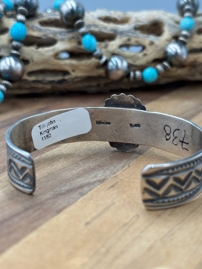 Kingman #96-17 Cuff by Tilli John, Navajo