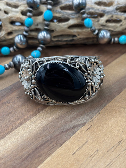 Black Onyx #96-15 Cuff by Gilbert Smith, Navajo