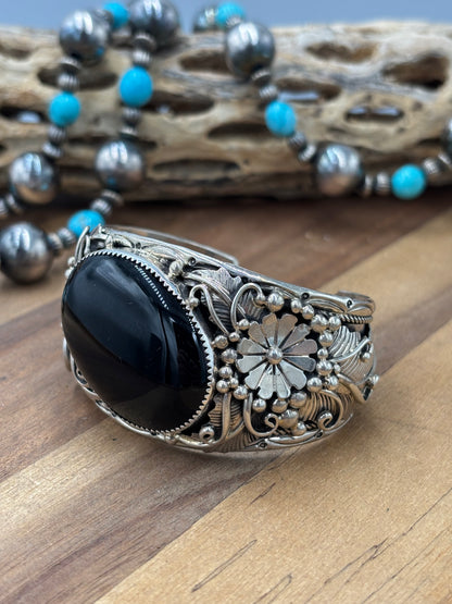 Black Onyx #96-15 Cuff by Gilbert Smith, Navajo