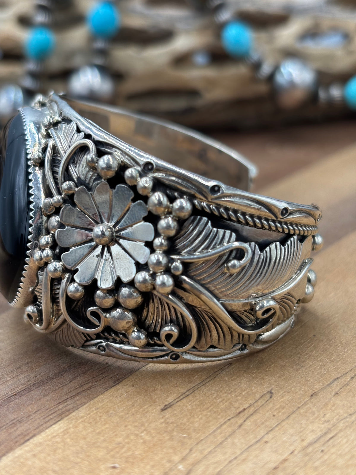Black Onyx #96-15 Cuff by Gilbert Smith, Navajo