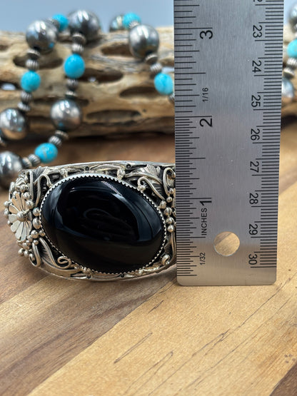 Black Onyx #96-15 Cuff by Gilbert Smith, Navajo
