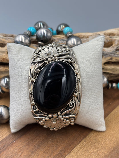 Black Onyx #96-15 Cuff by Gilbert Smith, Navajo