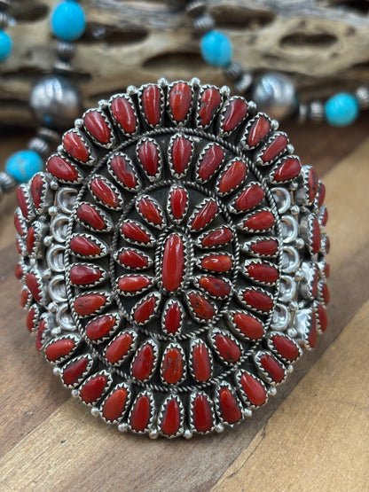Coral #96-14 Cuff by Justina Wilson, Navajo