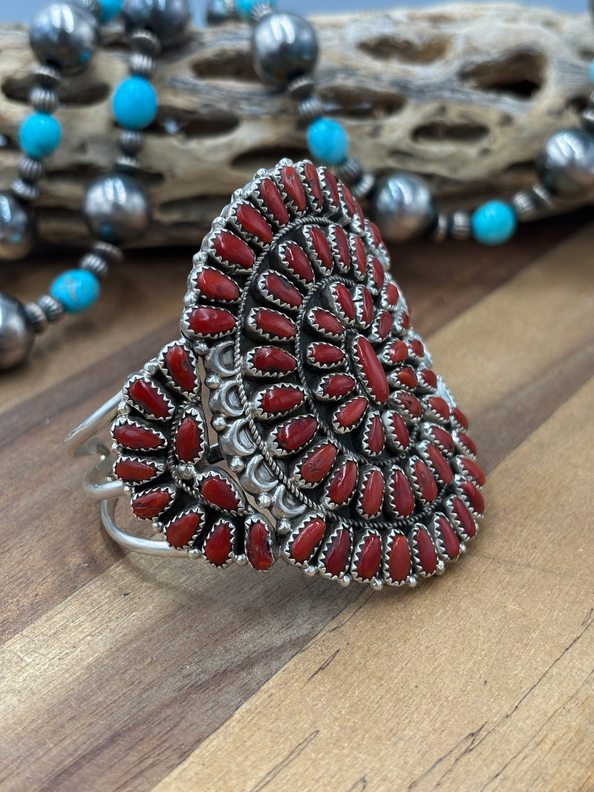 Coral #96-14 Cuff by Justina Wilson, Navajo