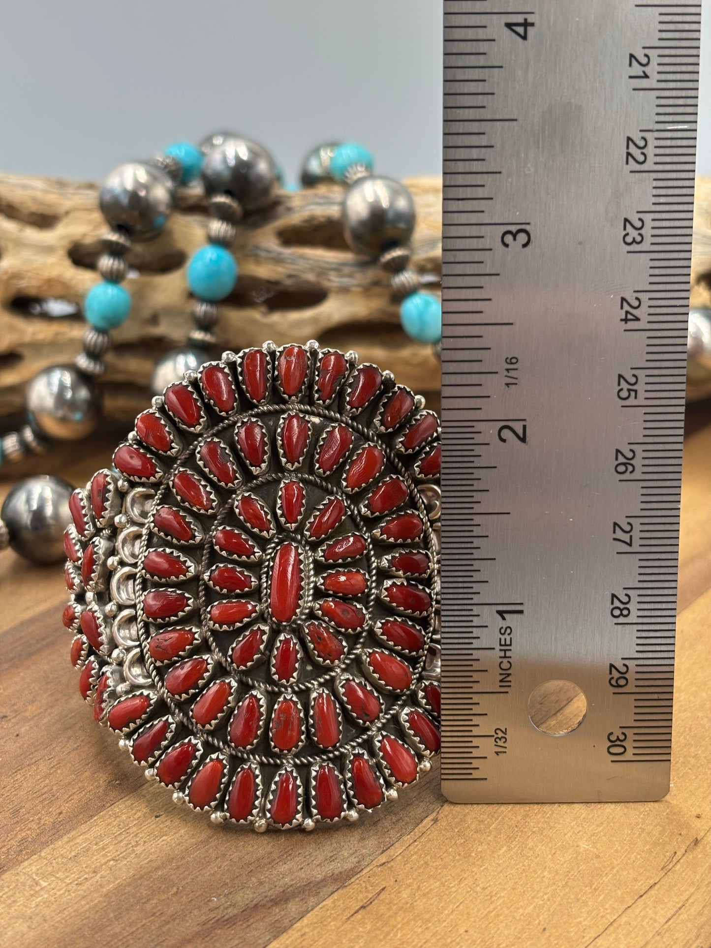 Coral #96-14 Cuff by Justina Wilson, Navajo